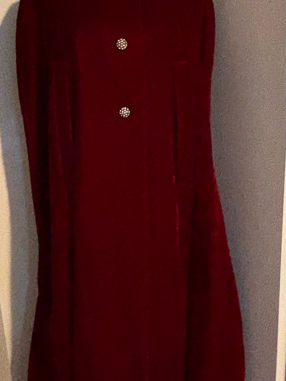 Vintage Deep Red Velvet Hooded Cape Cloak Satin Lined - Picture 4 of 16